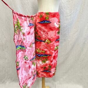 INGEAR Palm Trees Red Sarong‎ Womens Swimsuit Wrap Skirt Cover Up Hawaiian OS